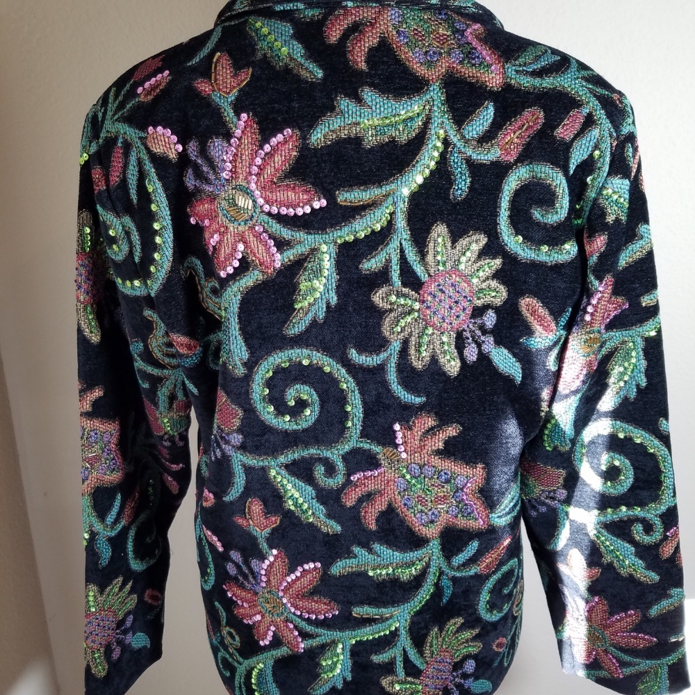 Susan Graver Black Floral Embroidered Jacket